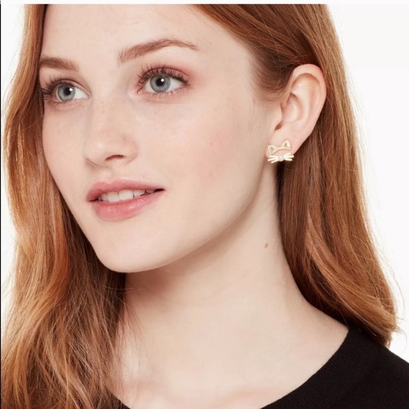 NWT Stunning Kate Spade Out West Gold Cat Earrings - Picture 3 of 3